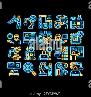 Robotics Master neon glow icon illustration Stock Vector