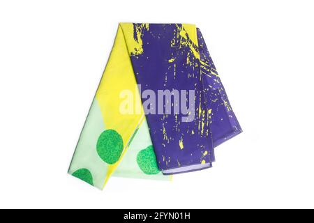 Silk colored handkerchief on a white background Stock Photo