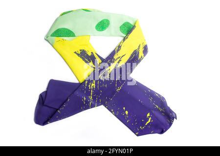 Silk colored handkerchief on a white background Stock Photo