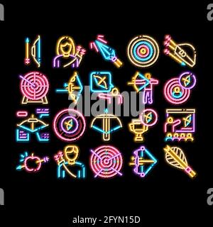 Archery Activity Sport neon glow icon illustration Stock Vector