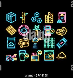 Sugar Cane Agriculture neon glow icon illustration Stock Vector