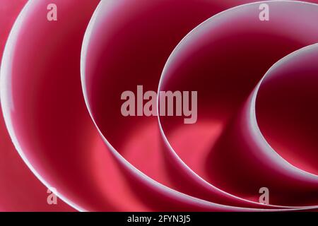 Abstract colored macro background, created with curved pink paper sheets. Curved lines and shapes and soft vivid colors. Stock Photo