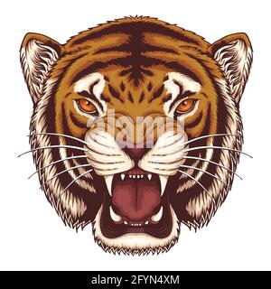 Angry tiger head Vector illustration Stock Vector