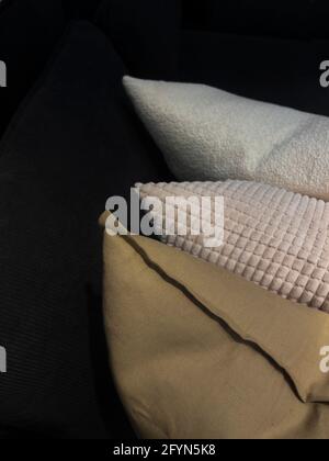 Abstract photo of three pillows on a black background Stock Photo