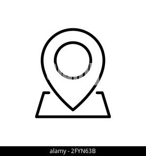 Location line icon. Map pin symbol. Pointer outline sign. Vector illustration isolated on white. Stock Vector