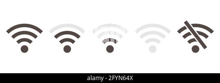 Wi-fi icon set. Wireless technology collection. Wifi pictogram group. Vector isolated on white background Stock Vector