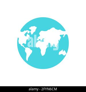 World Planet Earth blue icon. Flat style. Vector illustration isolated on white. Stock Vector