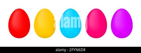 Easter eggs large collection. Happy Easter concept. Colorful eggs set. Spring holiday illustration Stock Vector