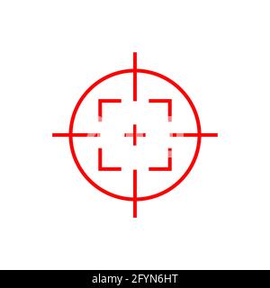Crosshair with check mark line icon. Goal reached symbol. Target review outline concept. Confirmed pictogram Stock Vector