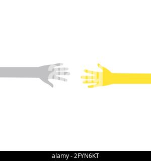 Outstretched hands icon. Colorful arms outline. Help and teamwork concept in trendy colors. Voluntary, charity, donation symbol Stock Vector