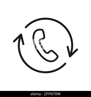Phone call icon. Black contour of handset old symbol. Vector isolated on white background. Stock Vector