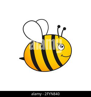Honey bees characters. Cute happy bee. Vector illustration isolated on white background Stock Vector