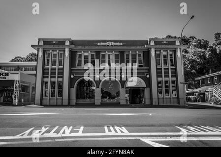 Art Deco Central Fire Station in downtown Napier, North Island of New Zealand Stock Photo