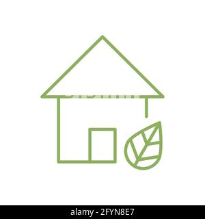 Eco green house icon. Real estate line symbol. Bio home concept. Stock Vector