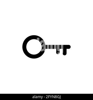 Key icon. Key black outline sign. Vector illustration Stock Vector