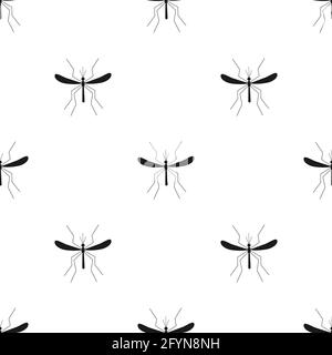 Mosquitoes seamless pattern white background. Bloodsucker symbol. Zika virus malaria alert vector Stock Vector