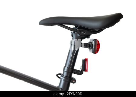 Bicycle seat or saddle and seatpost isolated on white background Stock Photo