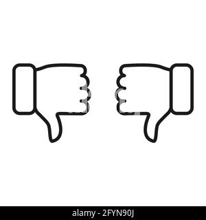 Thumbs down icon. Hate and disagree outline symbol. Disapproval arms line gesture Stock Vector