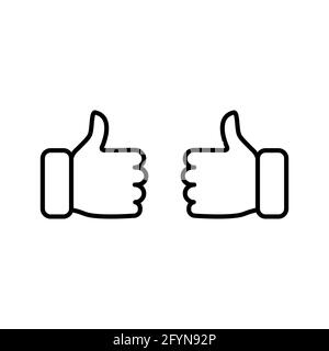 Thumbs up icon. Like line sign. Deal and agree outline symbol. Two arms gesture. Vector isolated Stock Vector