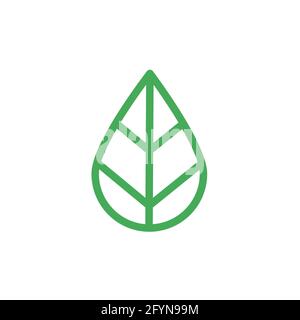 Green leaf icon. Medical line sign. Vector organic concept. ECO symbol. Illustration isolated on white. Stock Vector
