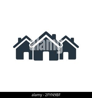 House icon. Three building symbol. Home sign. City business concept. Company pictogram Stock Vector