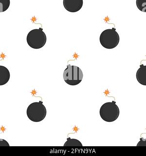 Bomb seamless pattern. Boom symbol pattern. Dynamite sign Stock Vector