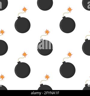 Bomb seamless pattern. Boom symbol pattern. Dynamite sign Stock Vector