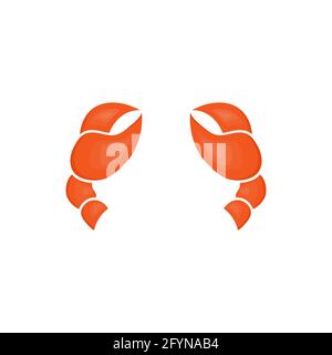 Crab claws. Cute seafood symbol. Vector illustration isolated on white. Stock Vector