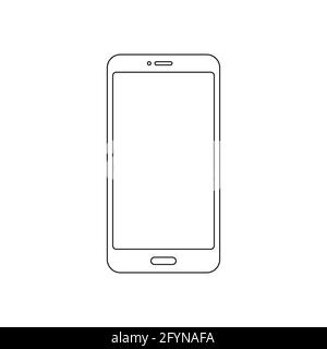 Line phone icon. Mobile outline phone with empty screen. Digital technology linear concept. Vector isolated Stock Vector