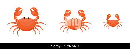 Crab characters three sizes set. Cute crabs family. Seafood collection. Stock Vector