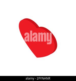 Red heart isometric icon. Cute flat love symbol. Vector isolated on white background Stock Vector