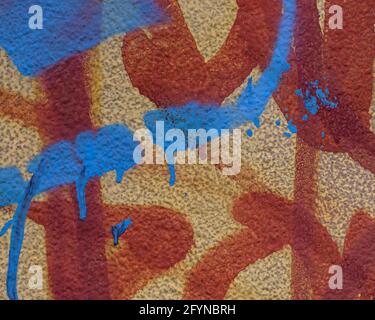 Abstract colorful background from detail of a wall painting Stock Photo
