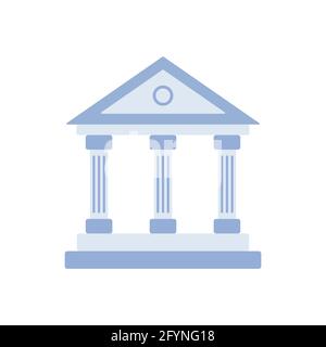 Building with columns. Bank brown icon. University colorful symbol. Ancient Greek culture sign Stock Vector