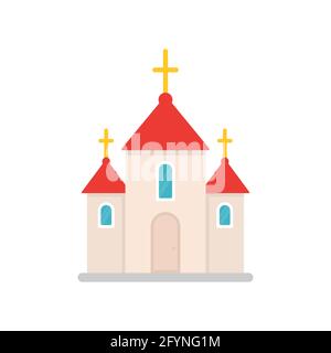 Church flat icon. Church colorful symbol. Holy place building. Religion concept. Vector isolated on white Stock Vector