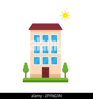 Building flat icon. Modern house and real estate symbol. Private property sign. Vector isolated on white Stock Vector