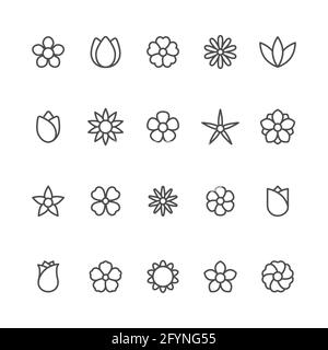 Flower line icon set. Trendy outline flowers symbols for floral stores and mobile apps. Stock Vector