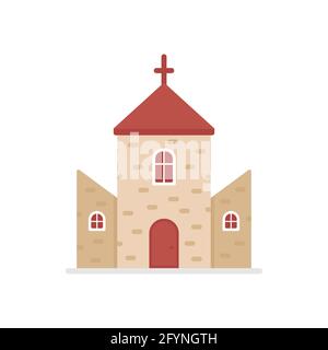 Church flat icon. Church colorful symbol. Holy place building. Religion concept. Vector isolated on white Stock Vector