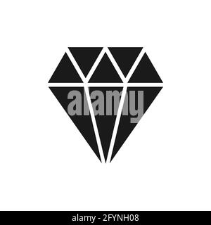 Diamond black icon. Jewelry symbol. Cristal shape sign. Gemstone silhouette Stock Vector