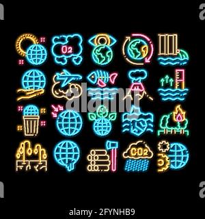 Climate Change Ecology neon glow icon illustration Stock Vector