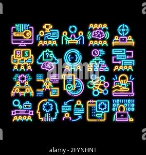 Hackathon Development neon glow icon illustration Stock Vector