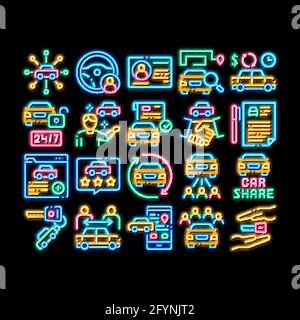 Car Sharing Business neon glow icon illustration Stock Vector