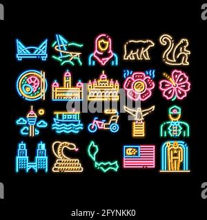 Malaysia National neon glow icon illustration Stock Vector