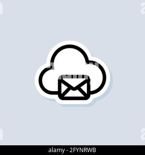 Email and messaging sticker. Envelope with cloud. Email Icon. Newsletter logo. Vector on isolated background. EPS 10. Stock Vector