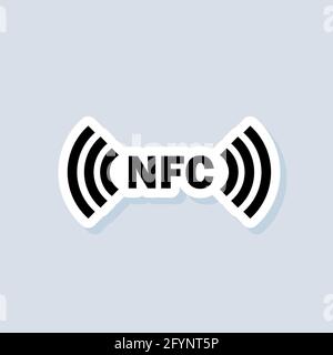 Contactless Payment sticker. Nfc icon. Wireless payment. Contactless cashless icon. Vector on isolated background. EPS 10. Stock Vector
