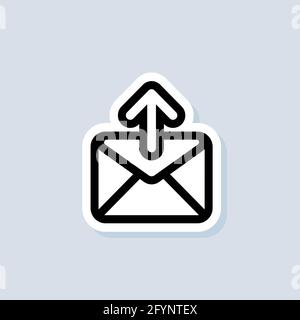 Email and messaging sticker. Envelope with arrow up. Email Icon. Newsletter logo. Email marketing campaign. Vector on isolated background. EPS 10. Stock Vector