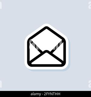 Email sticker. Open envelope. Newsletter logo. Email and messaging icons. Email marketing campaign. Vector on isolated background. EPS 10. Stock Vector