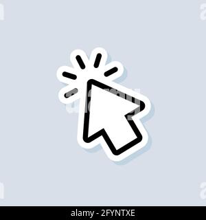 Pointer icon sticker. Cursor sign. Click icon. Computer mouse, cursors, pointing. Arrow and wait. Vector on isolated background. EPS 10. Stock Vector