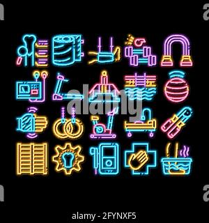 Physical Therapy neon glow icon illustration Stock Vector