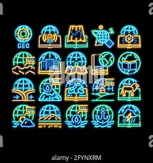 Geography Education neon glow icon illustration Stock Vector