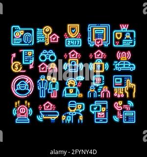 Security Agency neon glow icon illustration Stock Vector